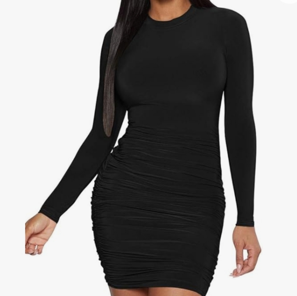 Mokoru Sexy Elegant Long Sleeve Ruched Bodycon Club Party Mini Dress medium
